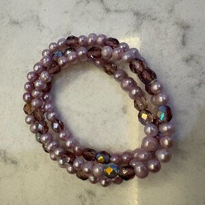 Elegant Purple Beaded Bracelets-set of 3